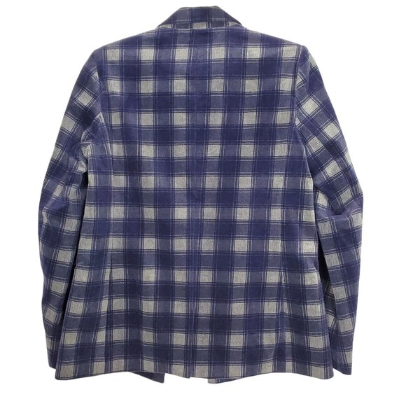 NWT The Korner Blue Plaid Corduroy Blazer Jacket - Picture 7 of 7